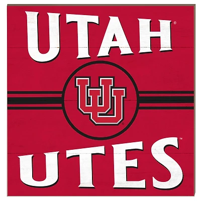 Utah Utes 10'' x 10'' Retro Team Sign
