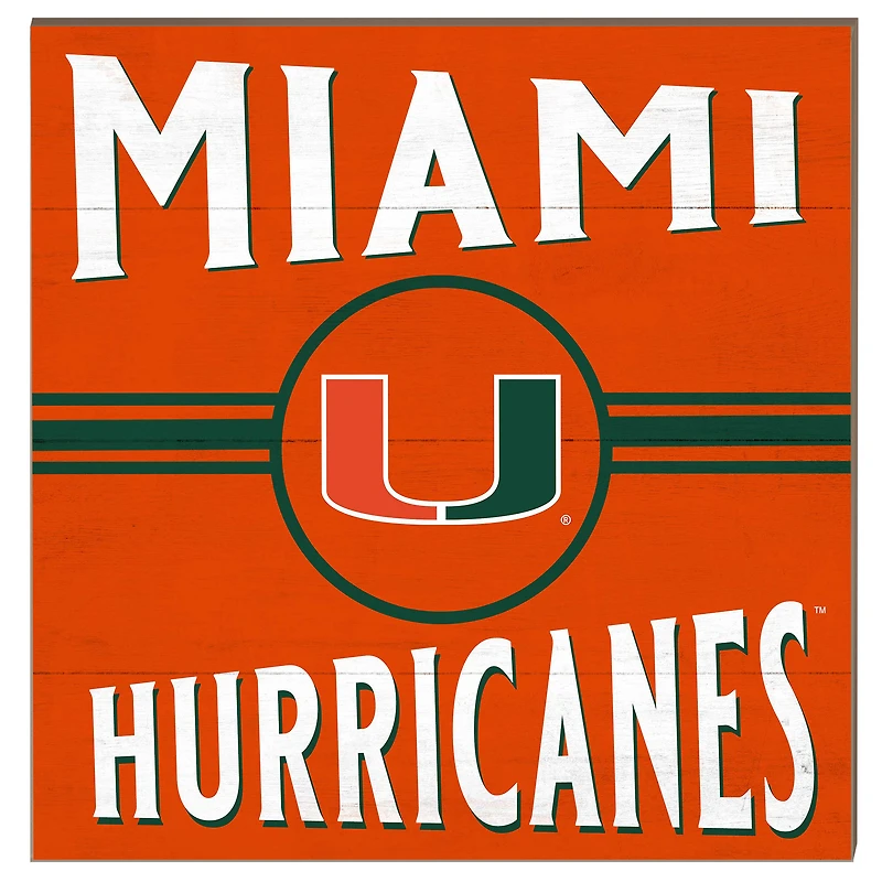 Miami Hurricanes 10'' x 10'' Retro Team Sign