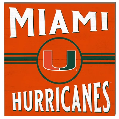 Miami Hurricanes 10'' x 10'' Retro Team Sign