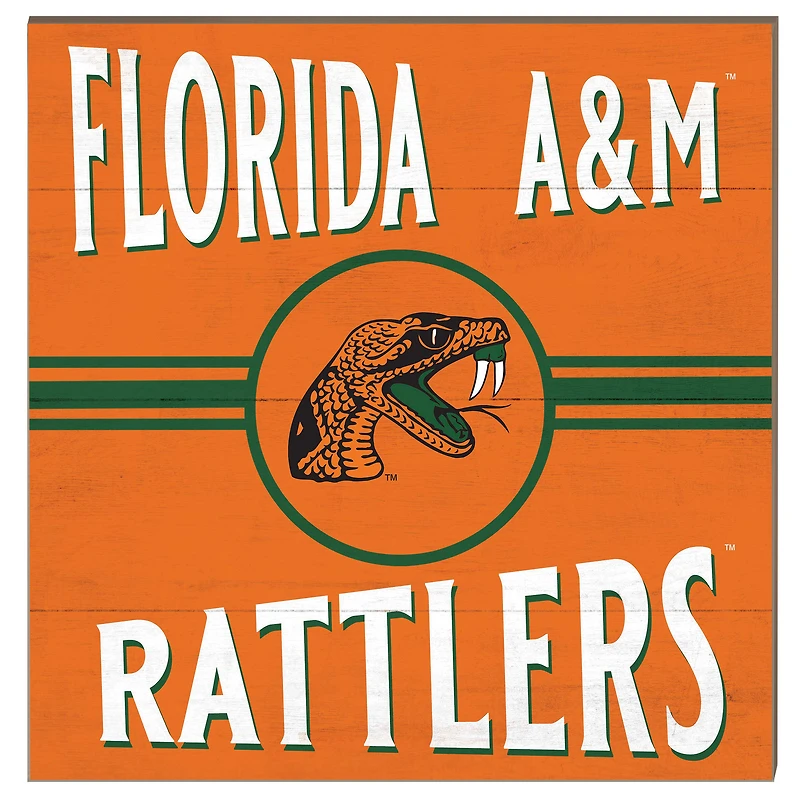 Florida A&M Rattlers 10'' x 10'' Retro Team Sign