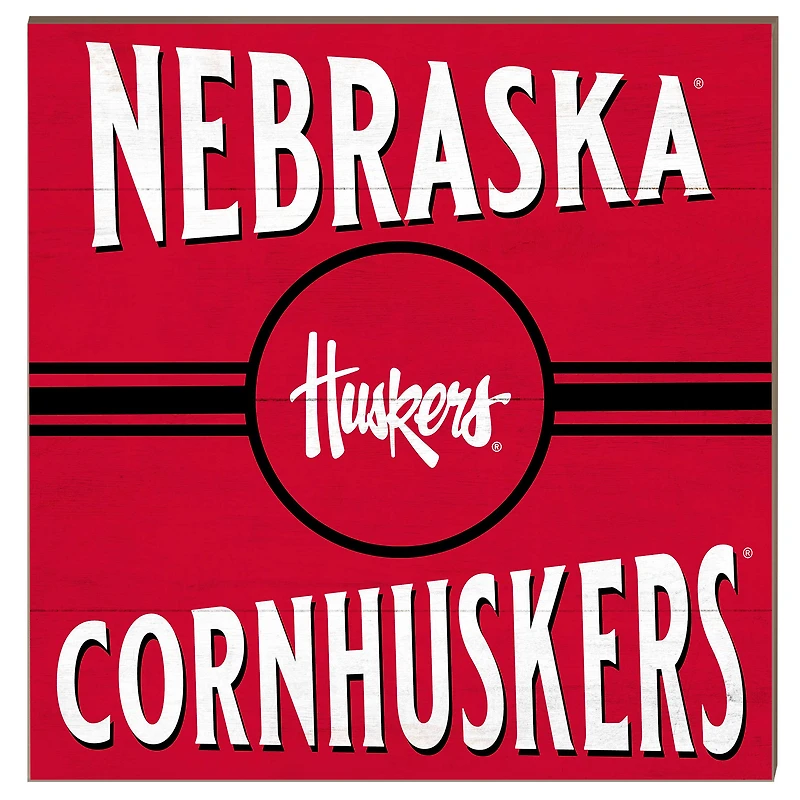 Nebraska Huskers 10'' x 10'' Retro Team Sign