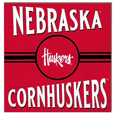 Nebraska Huskers 10'' x 10'' Retro Team Sign