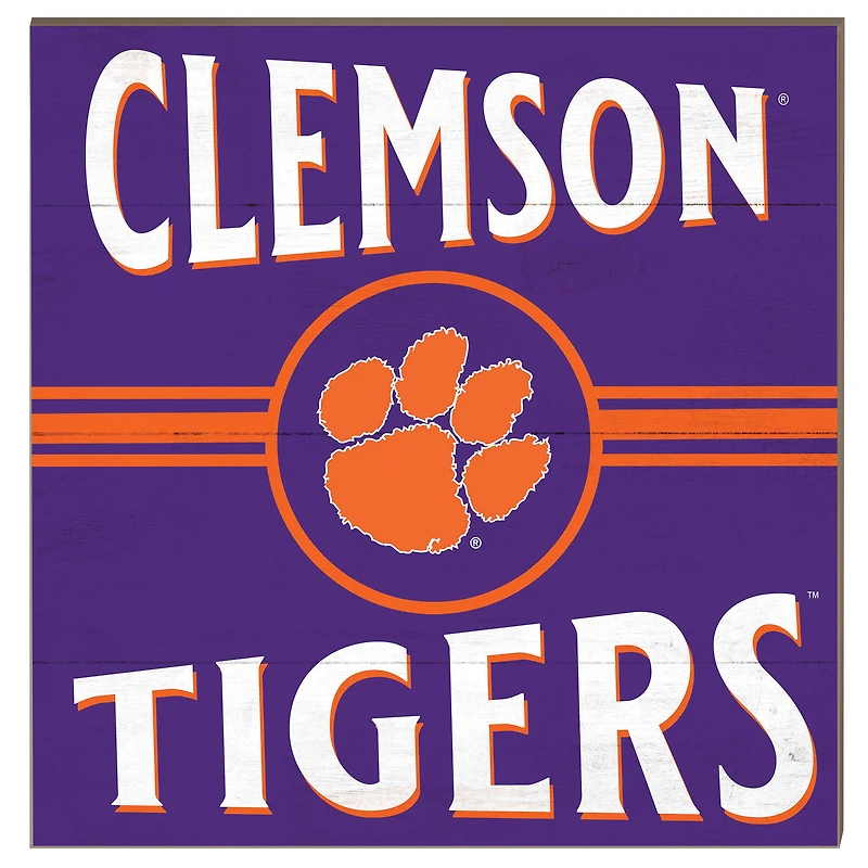 Clemson Tigers 10'' x 10'' Retro Team Sign