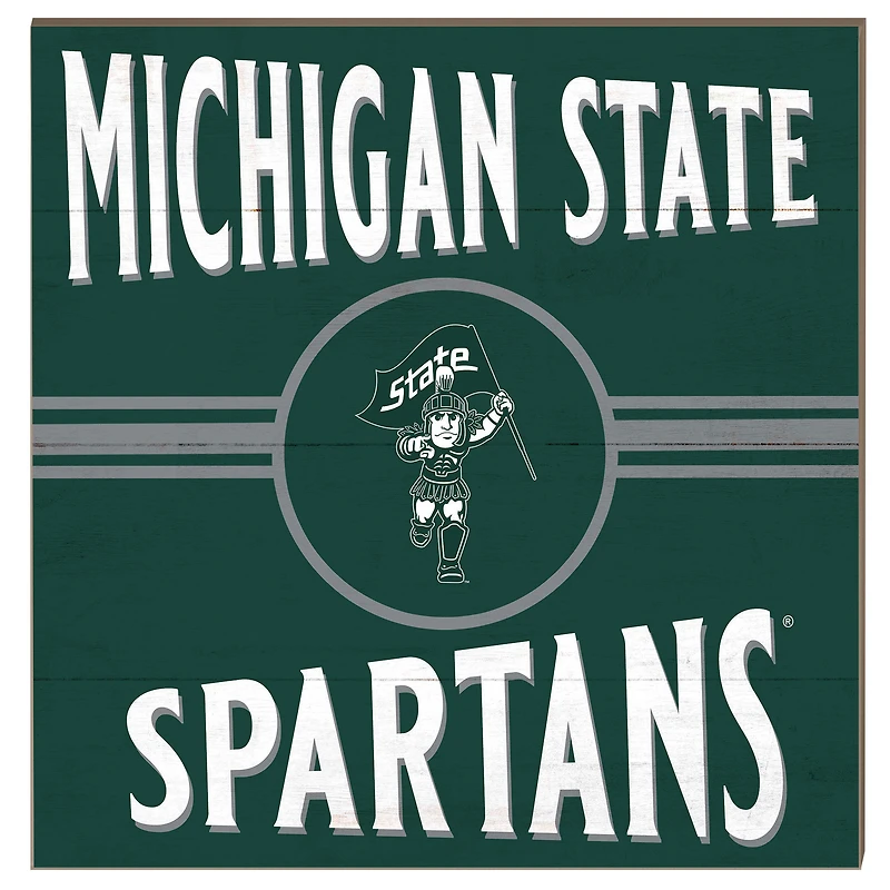 Michigan State Spartans 10'' x 10'' Retro Team Sign