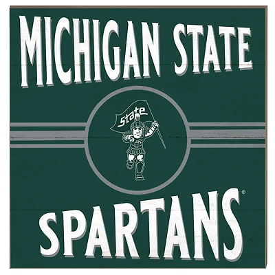 Michigan State Spartans 10'' x 10'' Retro Team Sign