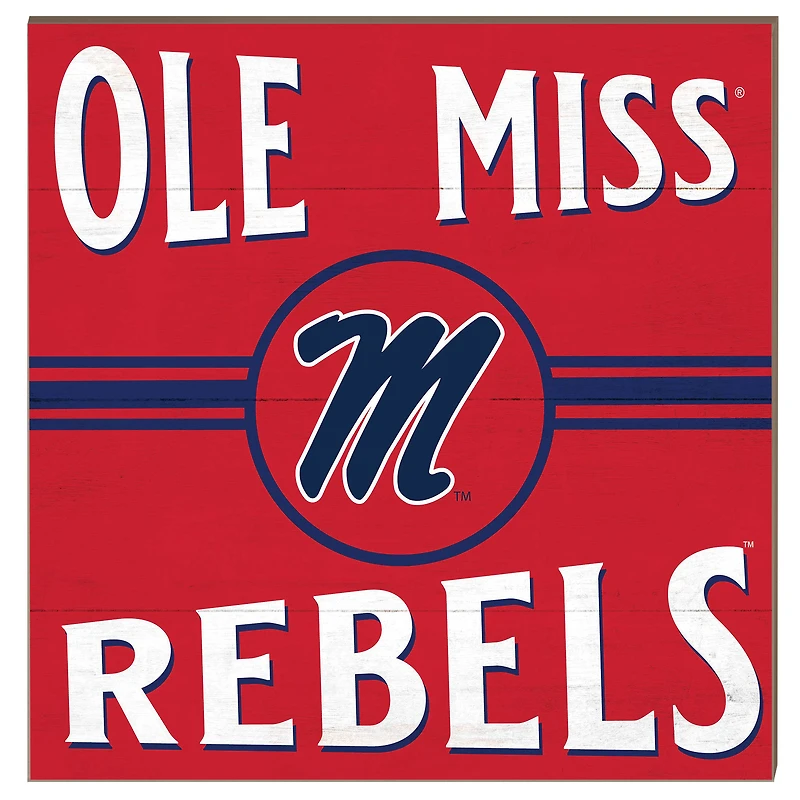 Ole Miss Rebels 10'' x 10'' Retro Team Sign