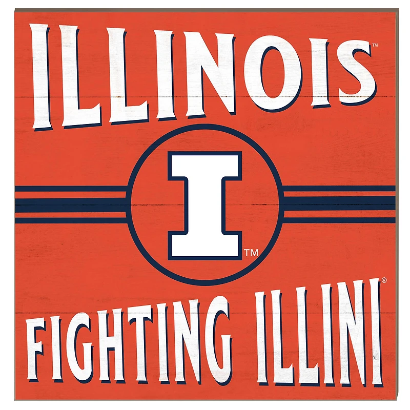Illinois Fighting Illini 10'' x 10'' Retro Team Sign