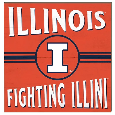 Illinois Fighting Illini 10'' x 10'' Retro Team Sign