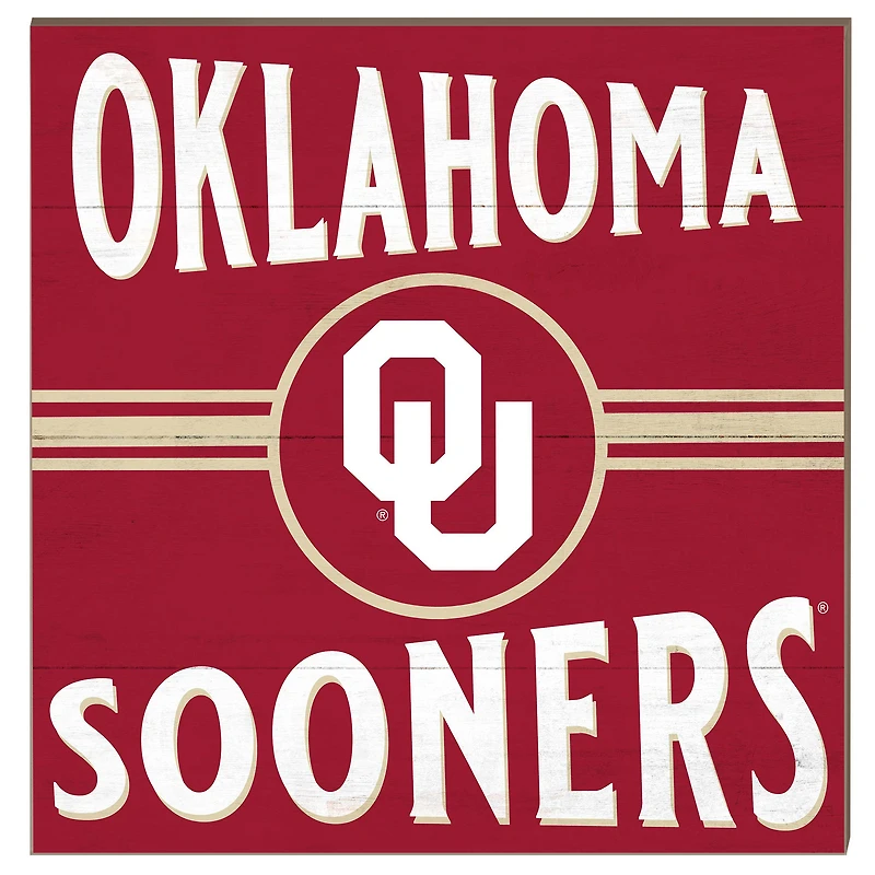 Oklahoma Sooners 10'' x 10'' Retro Team Sign