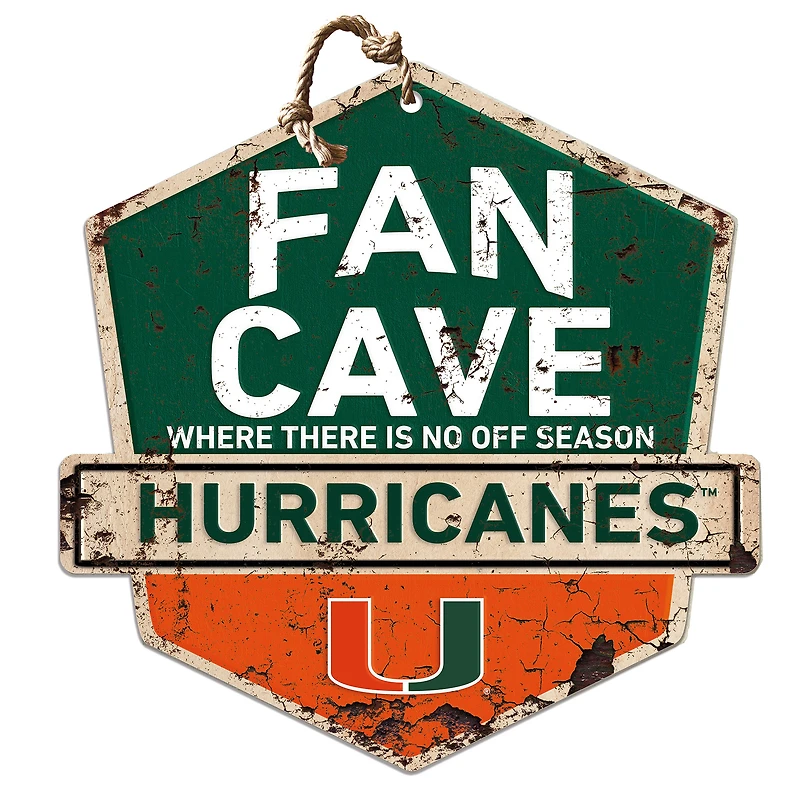 Miami Hurricanes Fan Cave Badge Sign
