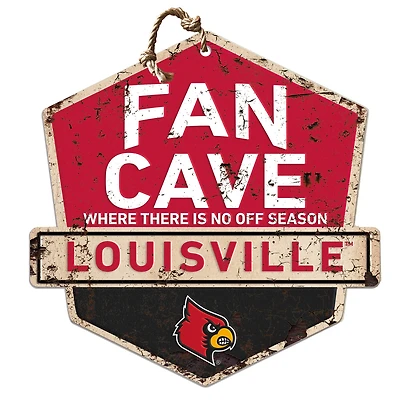 Louisville Cardinals Fan Cave Badge Sign