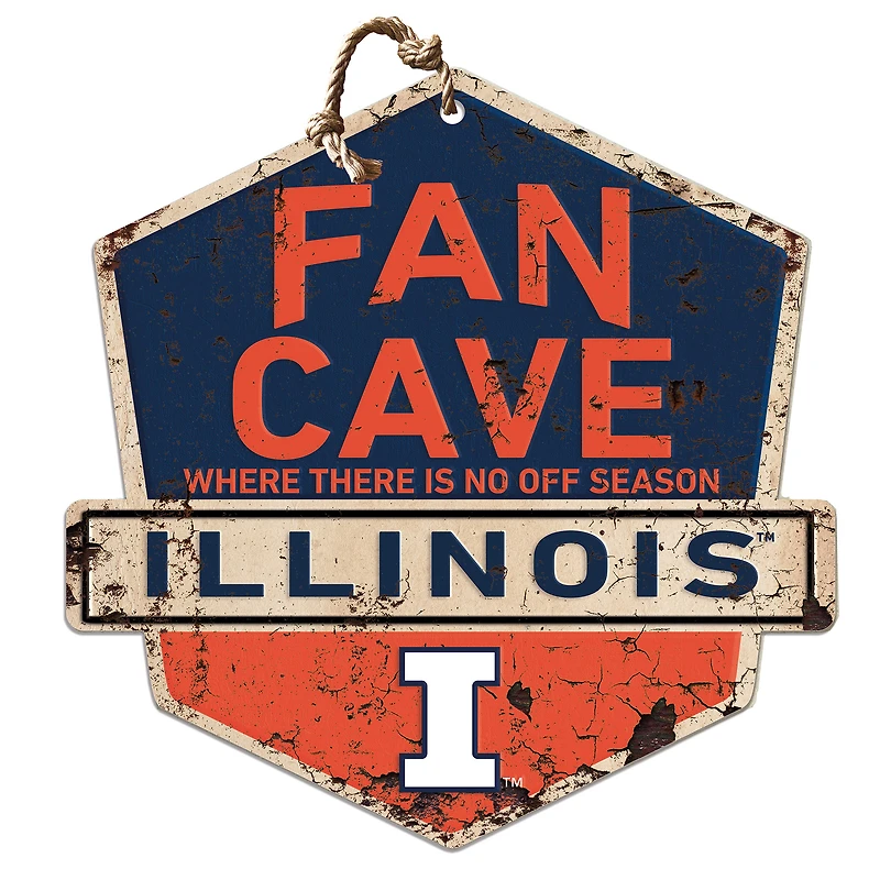 Illinois Fighting Illini Fan Cave Badge Sign