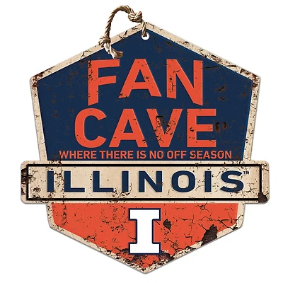 Illinois Fighting Illini Fan Cave Badge Sign