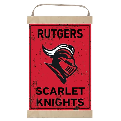 Rutgers Scarlet Knights Faux Rust Banner Sign