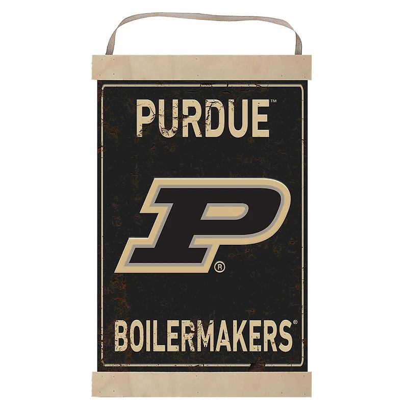 Purdue Boilermakers Faux Rust Banner Sign