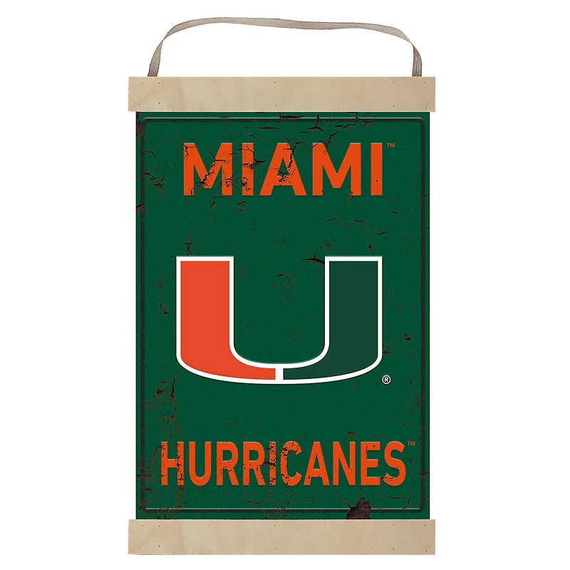 Miami Hurricanes Faux Rust Banner Sign