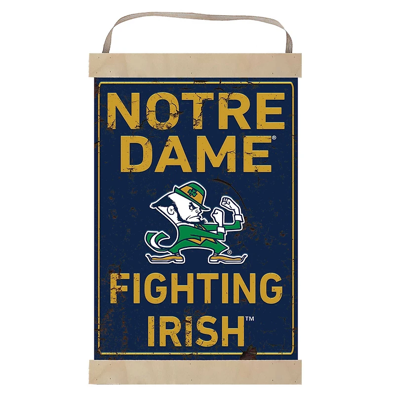 Notre Dame Fighting Irish Faux Rust Banner Sign