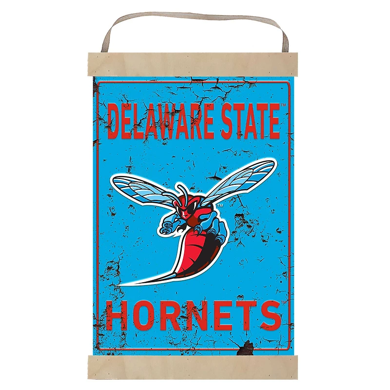 Delaware State Hornets Faux Rust Banner Sign