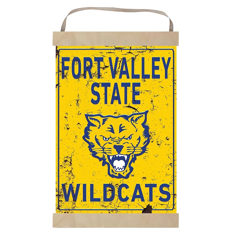 Fort Valley State Wildcats Faux Rust Banner Sign