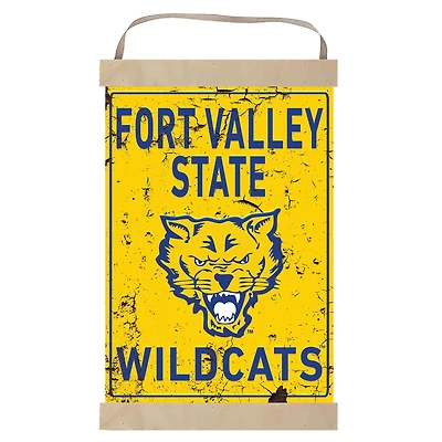 Fort Valley State Wildcats Faux Rust Banner Sign