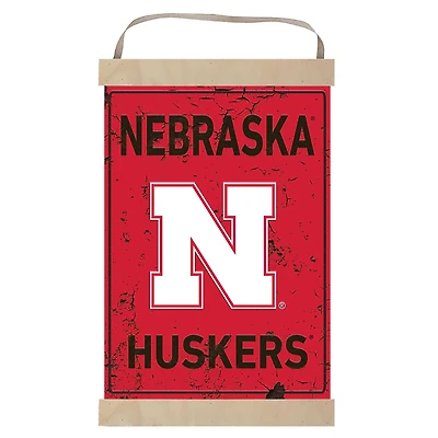 Nebraska Huskers Faux Rust Banner Sign
