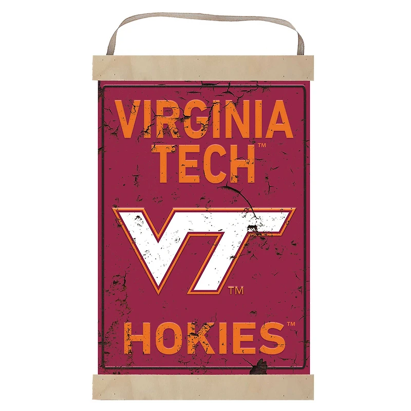 Virginia Tech Hokies Faux Rust Banner Sign