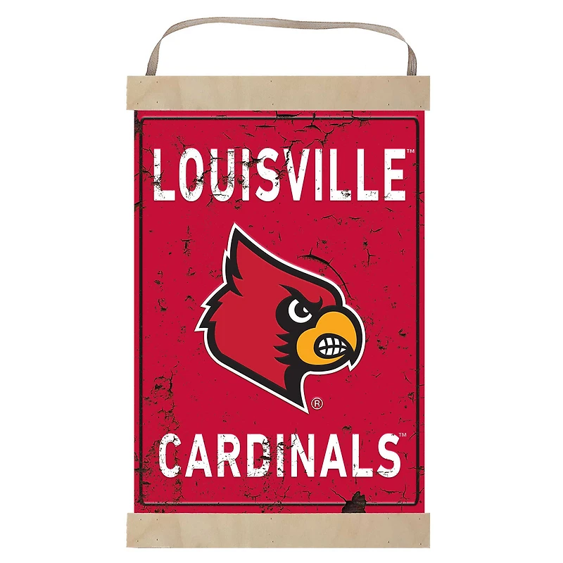 Louisville Cardinals Faux Rust Banner Sign