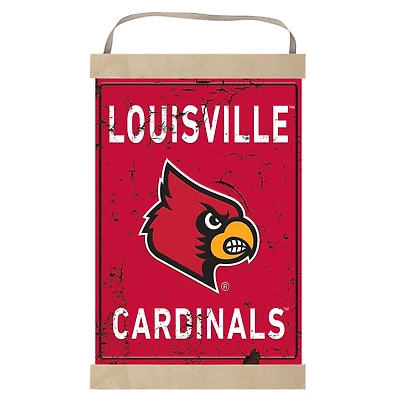 Louisville Cardinals Faux Rust Banner Sign