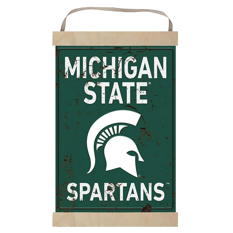 Michigan State Spartans Faux Rust Banner Sign