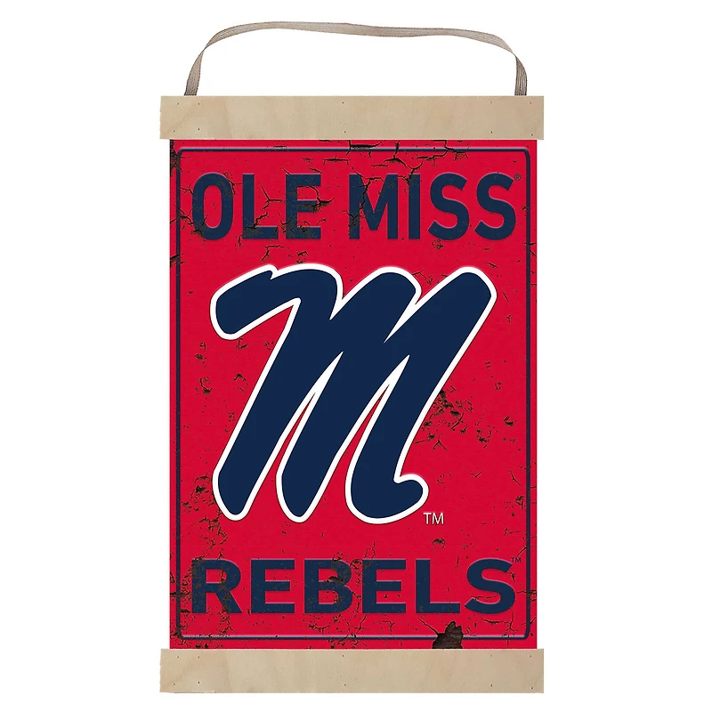 Ole Miss Rebels Faux Rust Banner Sign