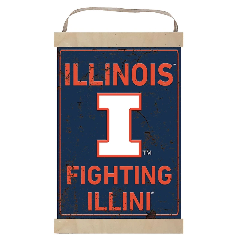 Illinois Fighting Illini Faux Rust Banner Sign