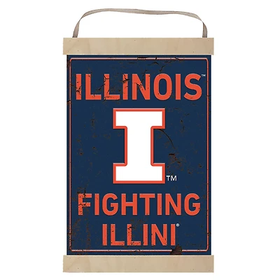 Illinois Fighting Illini Faux Rust Banner Sign
