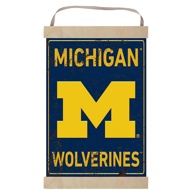 Michigan Wolverines Faux Rust Banner Sign