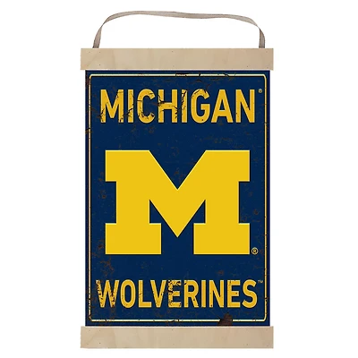Michigan Wolverines Faux Rust Banner Sign