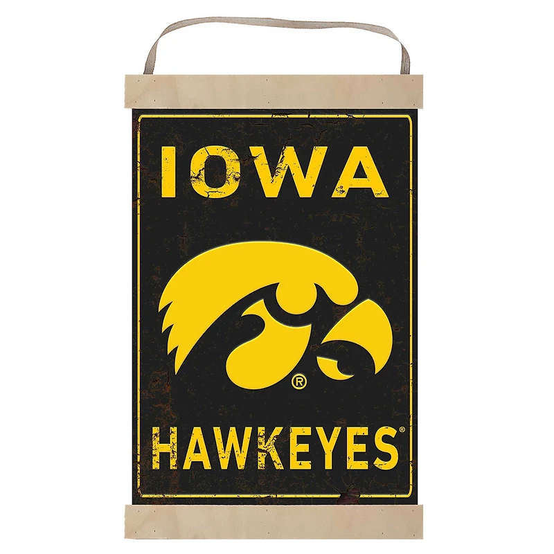 Iowa Hawkeyes Faux Rust Banner Sign