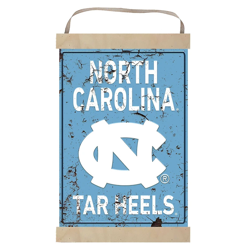North Carolina Tar Heels Faux Rust Banner Sign