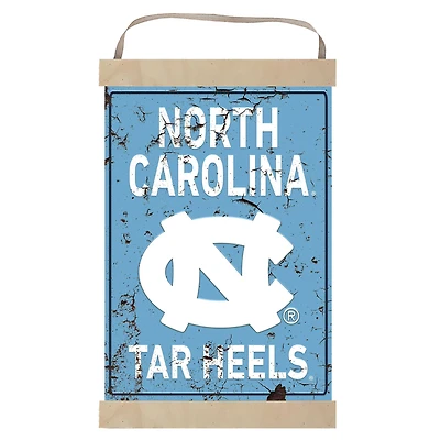 North Carolina Tar Heels Faux Rust Banner Sign
