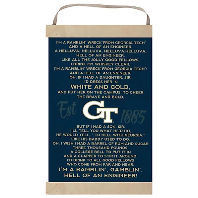 Georgia Tech Yellow Jackets Fight Song Banner Sign