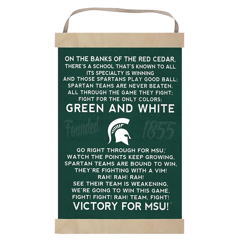 Michigan State Spartans Fight Song Banner Sign