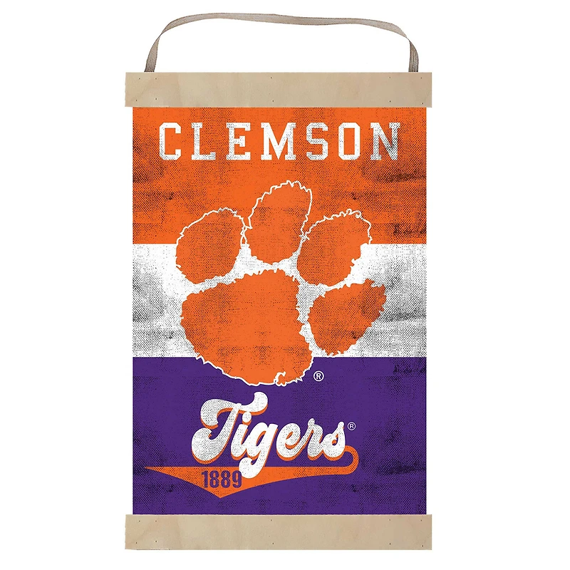Clemson Tigers Retro Logo Banner Sign