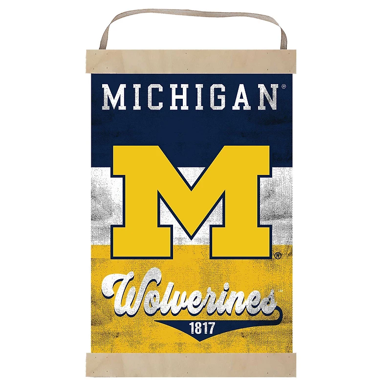 Michigan Wolverines Retro Logo Banner Sign
