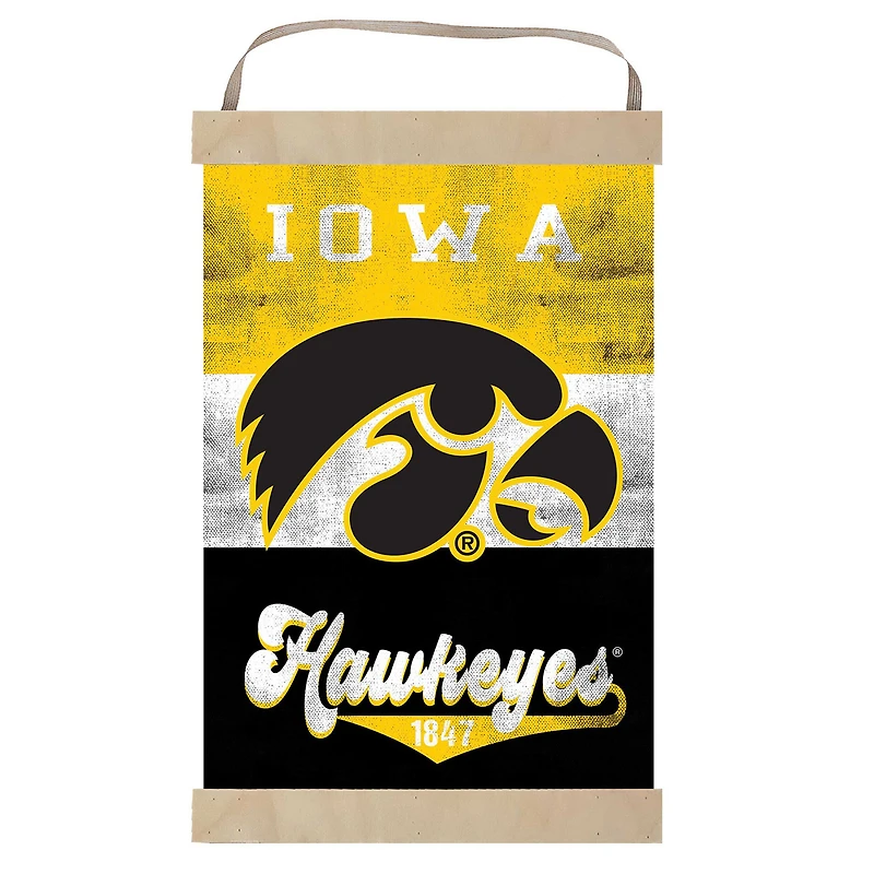 Iowa Hawkeyes Retro Logo Banner Sign