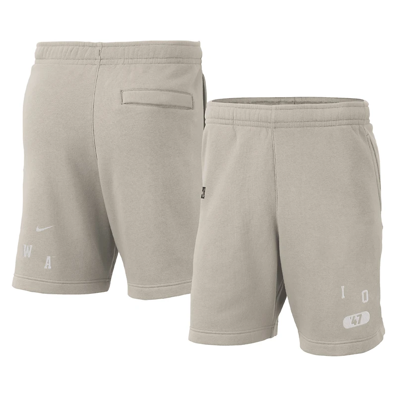 Men's Nike Cream Iowa Hawkeyes Fleece Shorts