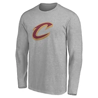 Men's Heathered Gray Cleveland Cavaliers Primary Logo Team Long Sleeve T-Shirt