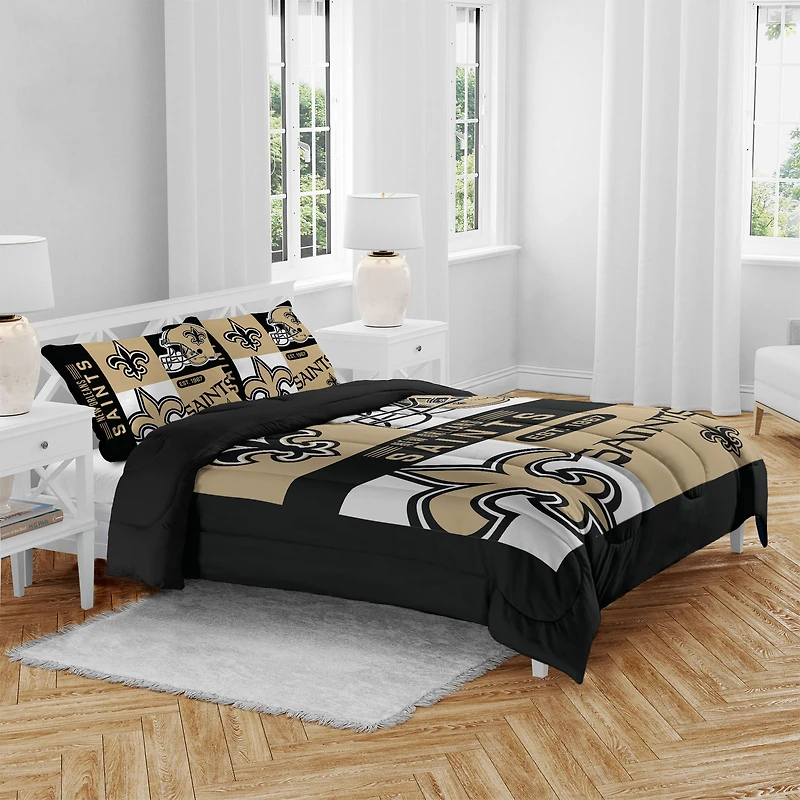 New Orleans Saints Block Logo Three Piece Full/Queen Bed Set