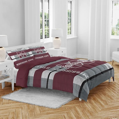 Mississippi State Bulldogs Heathered Stripe 3-Piece Full/Queen Bed Set