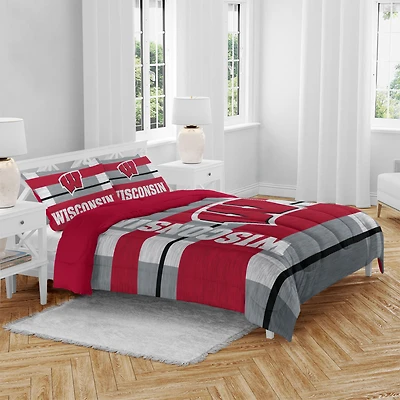 Wisconsin Badgers Heathered Stripe 3-Piece Full/Queen Bed Set