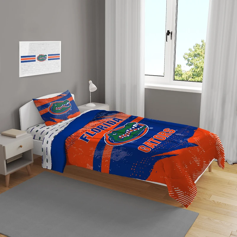 Florida Gators Slanted Stripe 4-Piece Twin Bed Set
