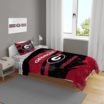 Georgia Bulldogs Slanted Stripe 4-Piece Twin Bed Set