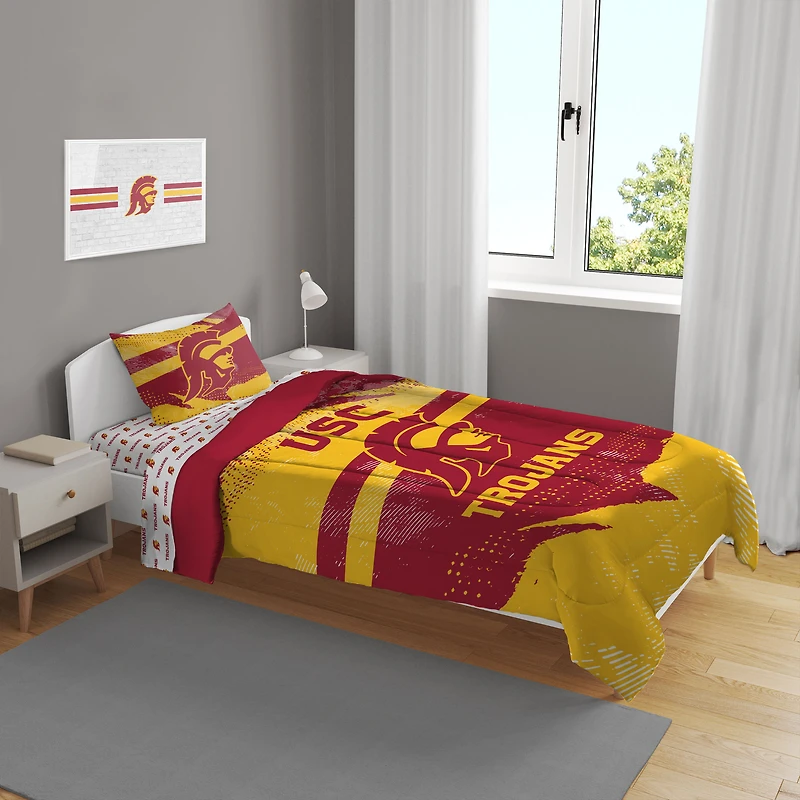 USC Trojans Slanted Stripe 4-Piece Twin Bed Set